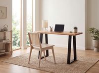 Schreibtisch FineBuy Bürotisch 118 cm Akazie Massivholz Laptoptisch Baumkante – Ansicht 2