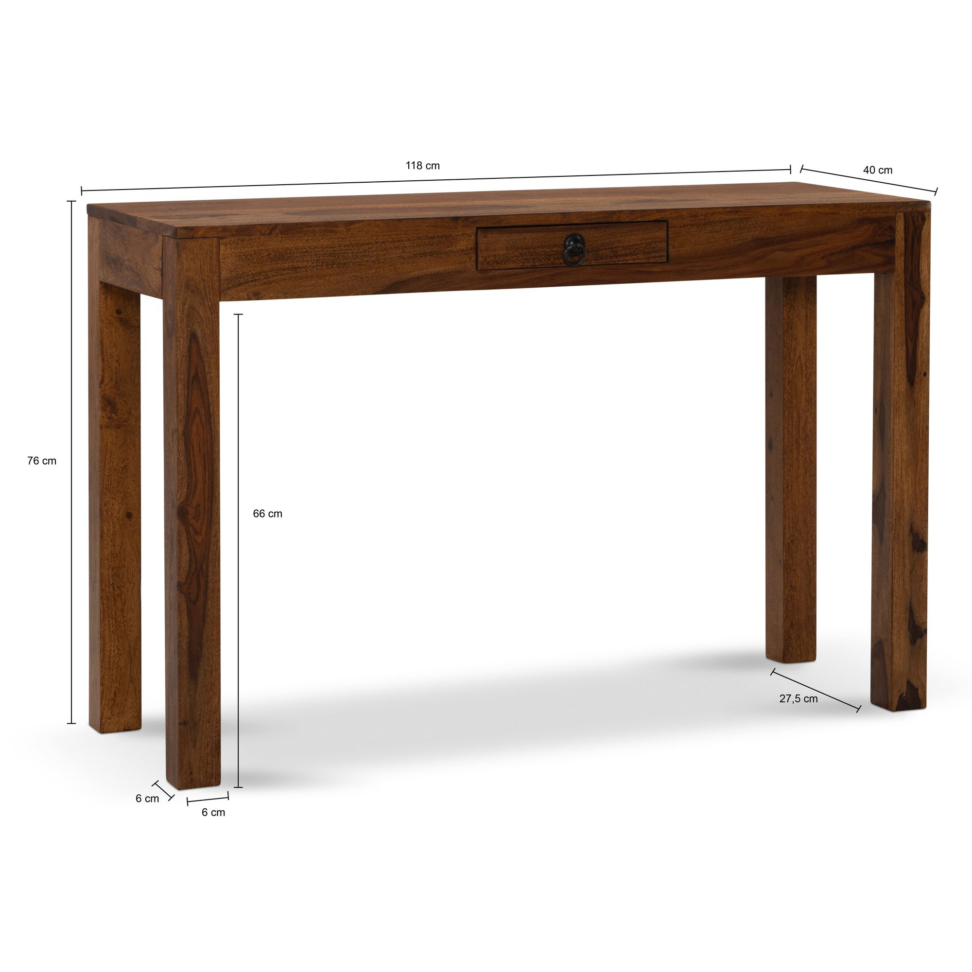 Schreibtisch FineBuy Bürotisch 118 cm Sheesham Massivholz Laptoptisch Schublade – Ansicht 3