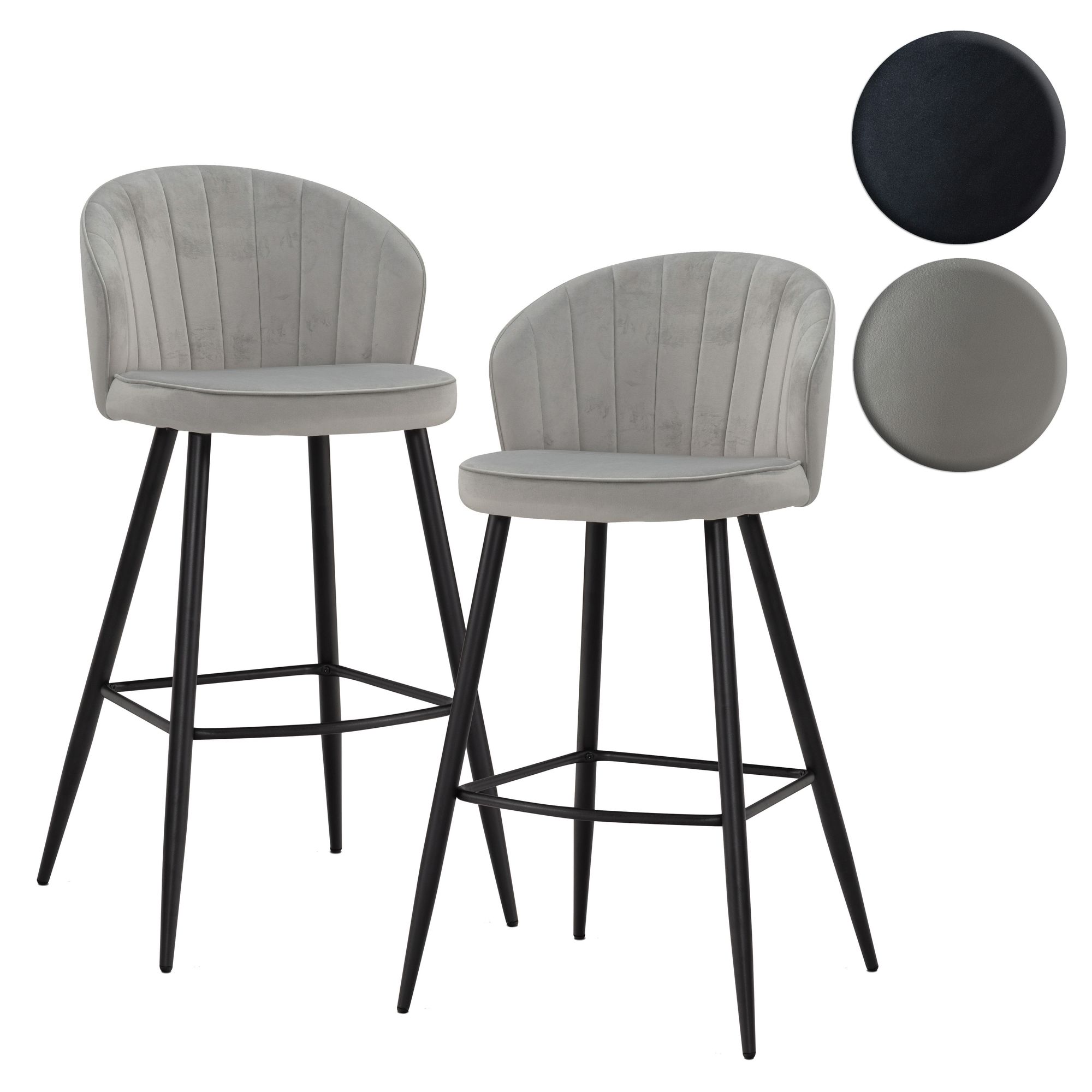 2er Set Barhocker FineBuy Barstuhl Samt Tresenhocker mit Lehne Hocker 110 kg – Ansicht 1