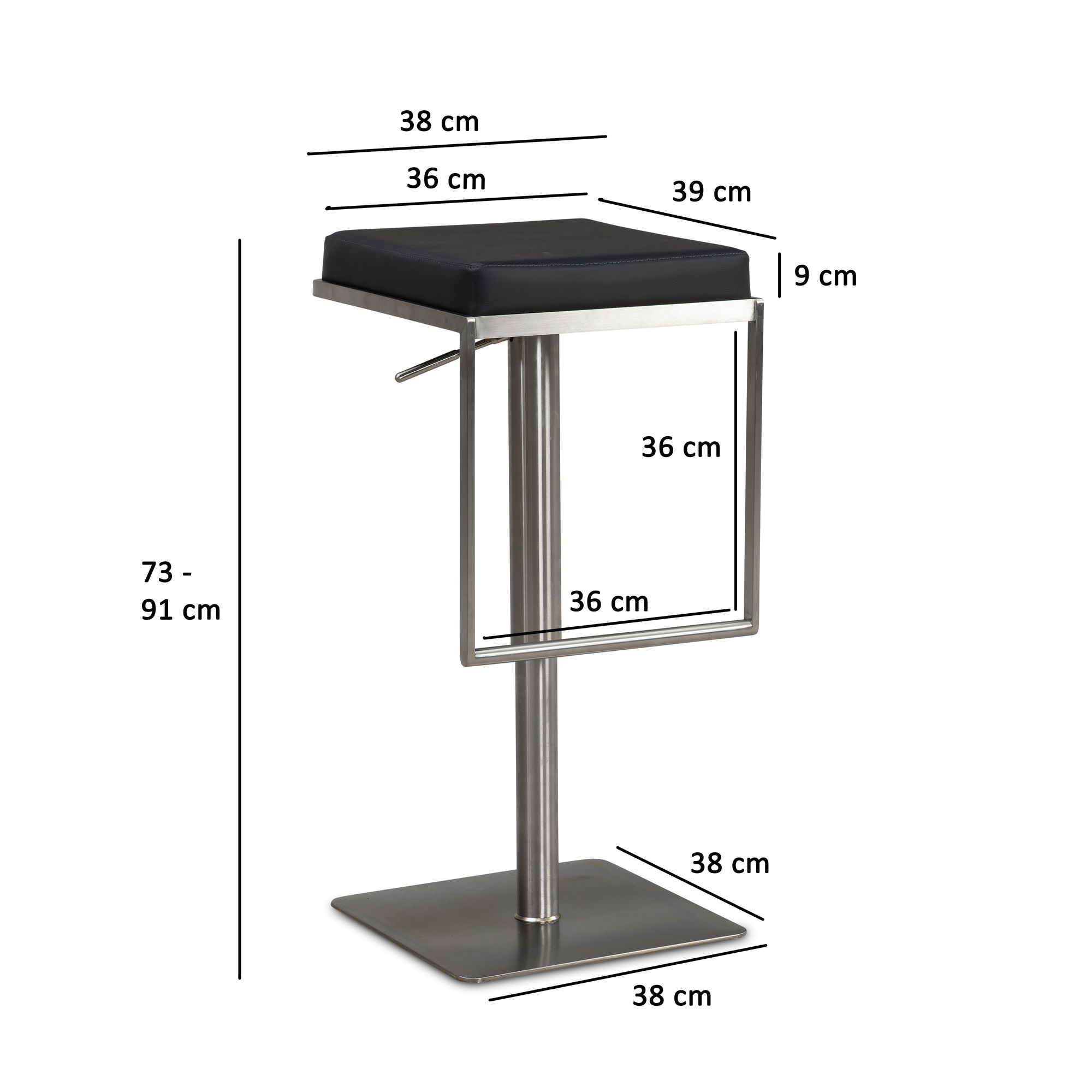 Barhocker FineBuy Barstuhl Schwarz Kunstleder Edelstahl Tresenhocker Modern – Ansicht 3