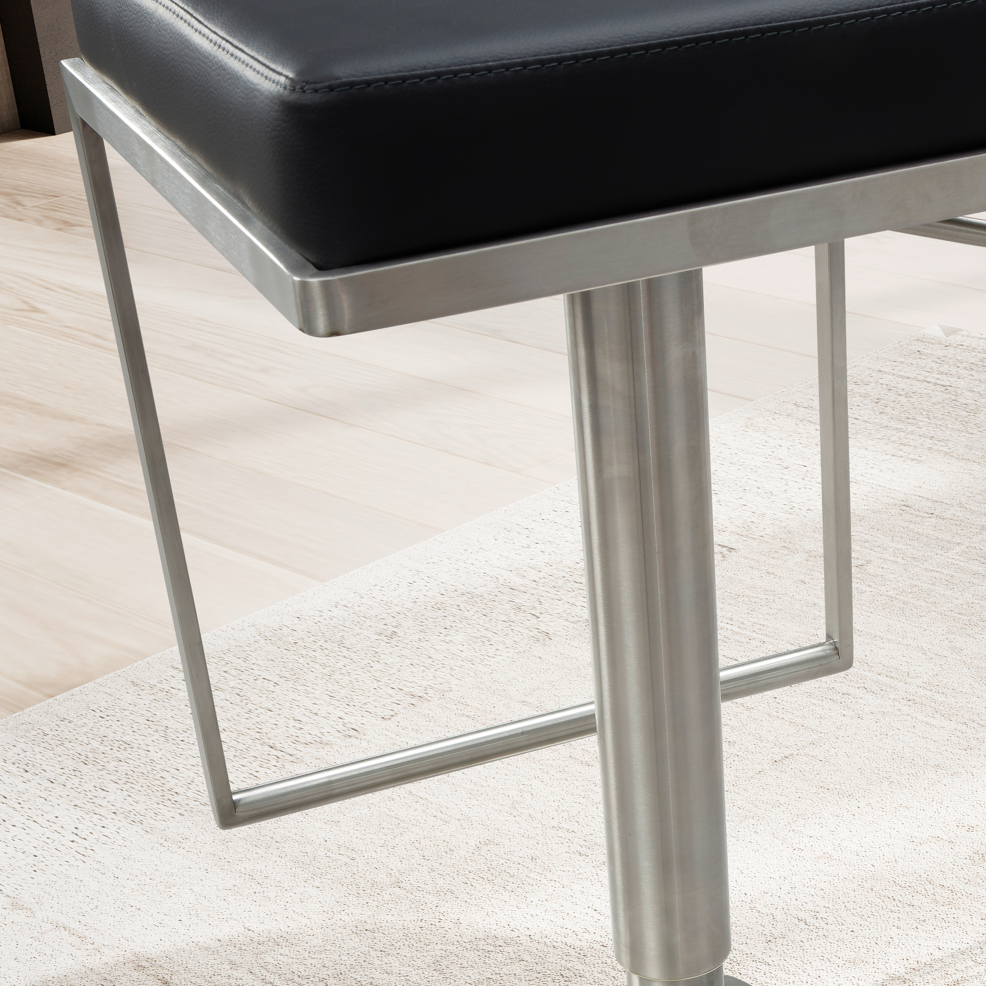 Barhocker FineBuy Barstuhl Schwarz Kunstleder Edelstahl Tresenhocker Modern – Ansicht 4
