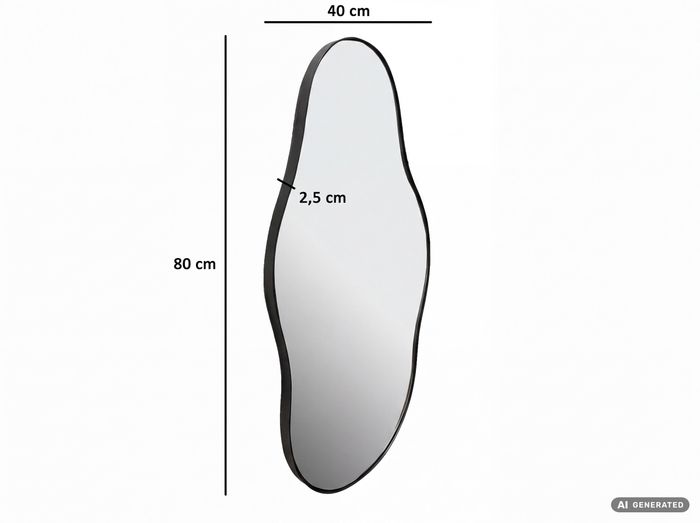 Design Wandspiegel FineBuy in organischer Form 40x80 cm Spiegel Flur Garderobe – Maßzeichnung