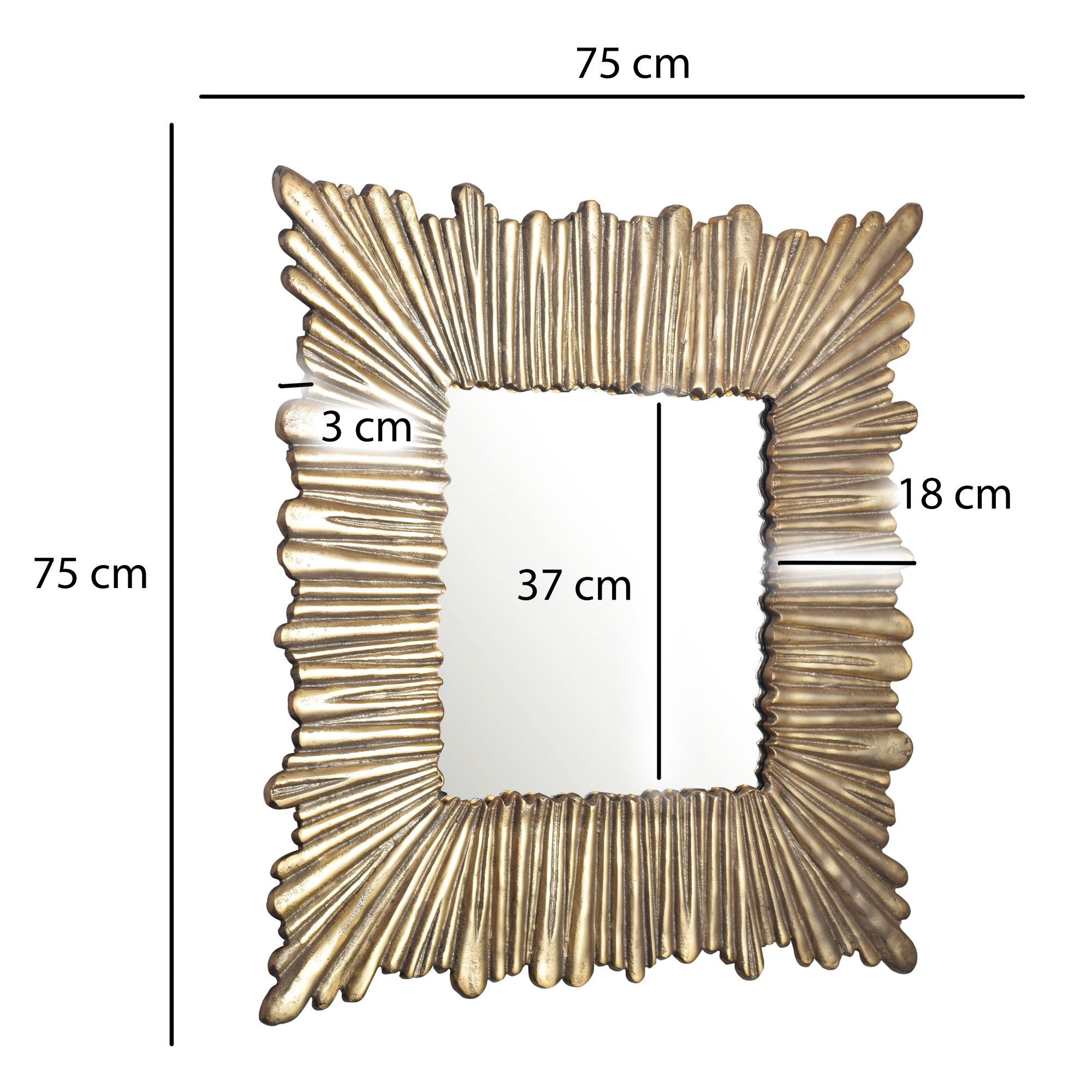 Wandspiegel FineBuy Flurspiegel Quadratisch 75 cm Spiegel Gold Hängespiegel – Ansicht 3