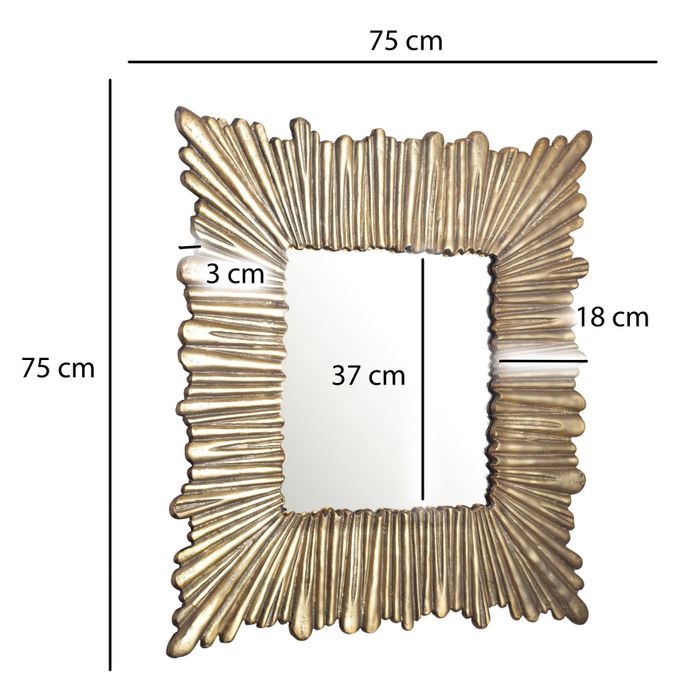 Wandspiegel FineBuy Flurspiegel Quadratisch 75 cm Spiegel Gold Hängespiegel – Maßzeichnung