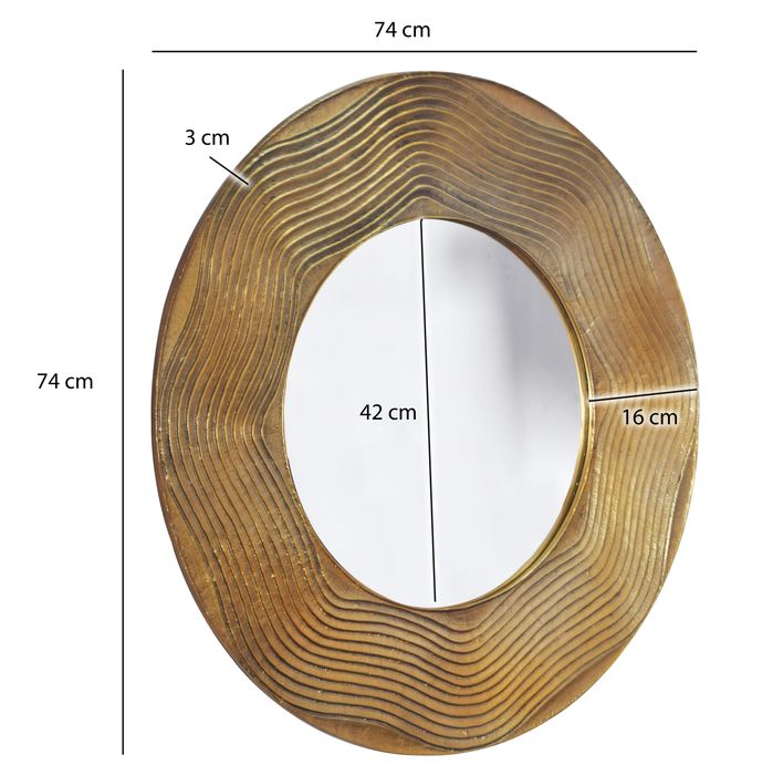 Wandspiegel FineBuy Flurspiegel Rund Metall 74 cm Spiegel Flur Hängespiegel – Maßzeichnung