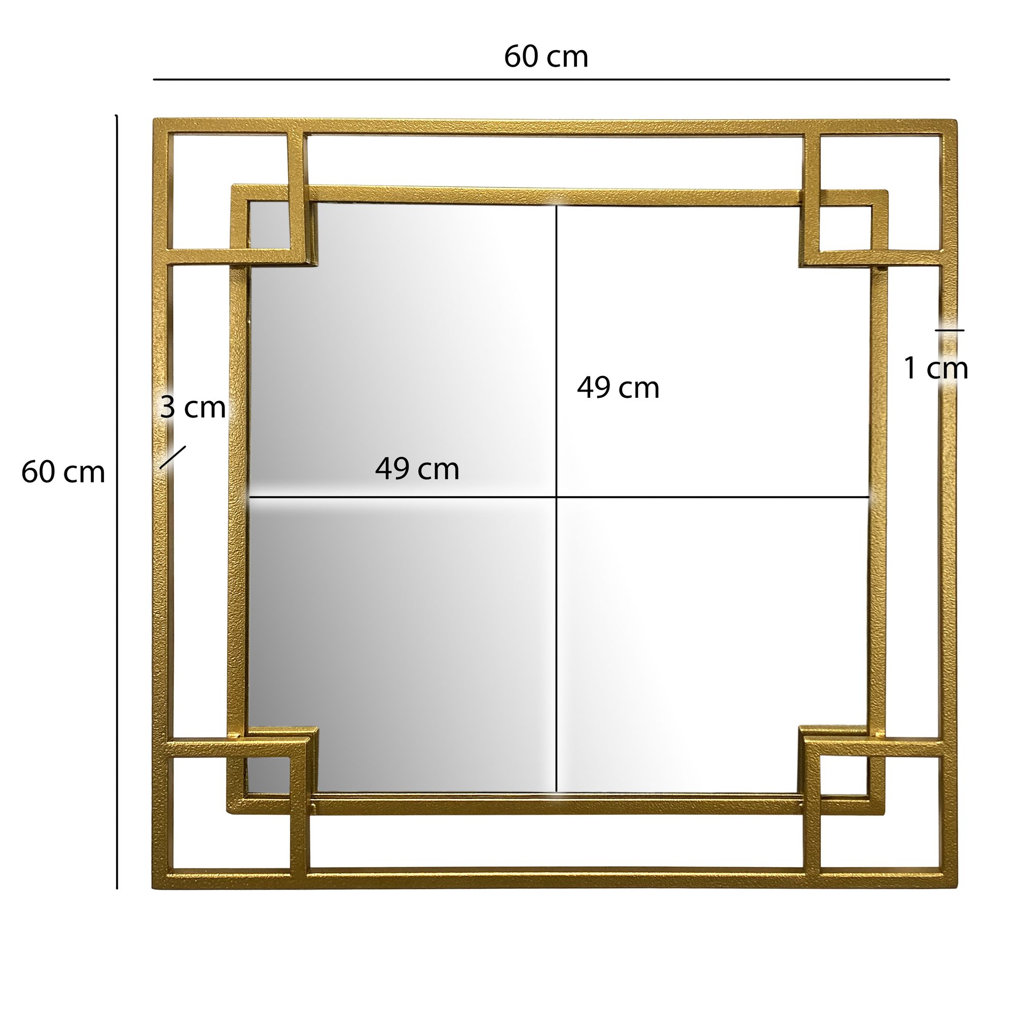 Wandspiegel FineBuy Flurspiegel Quadrat Metall Gold Spiegel Hängespiegel Rahmen – Ansicht 3