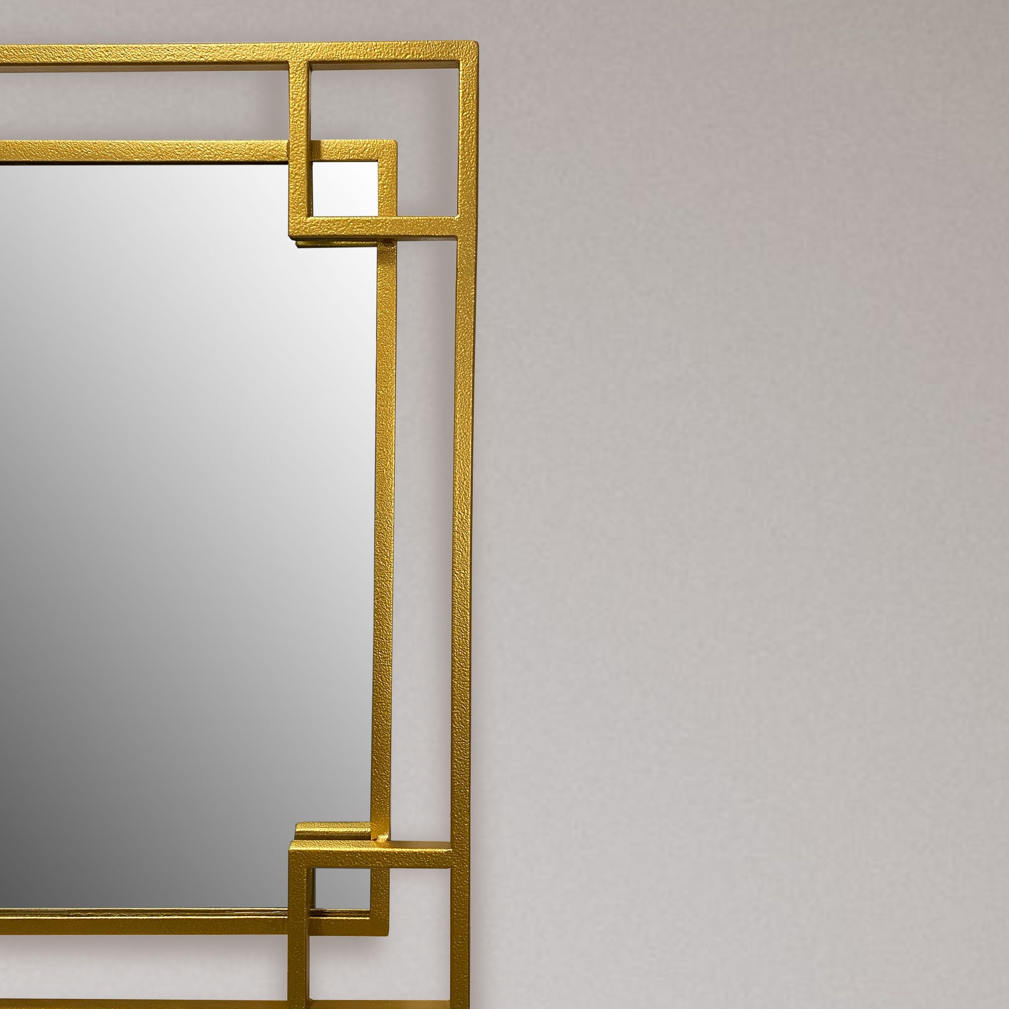 Wandspiegel FineBuy Flurspiegel Quadrat Metall Gold Spiegel Hängespiegel Rahmen – Ansicht 4