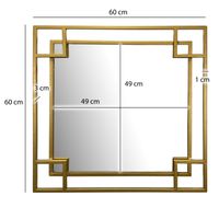 Wandspiegel FineBuy Flurspiegel Quadrat Metall Gold Spiegel Hängespiegel Rahmen – Ansicht 3