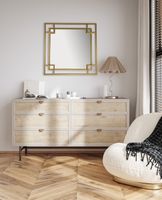 Wandspiegel FineBuy Flurspiegel Quadrat Metall Gold Spiegel Hängespiegel Rahmen – Ansicht 2