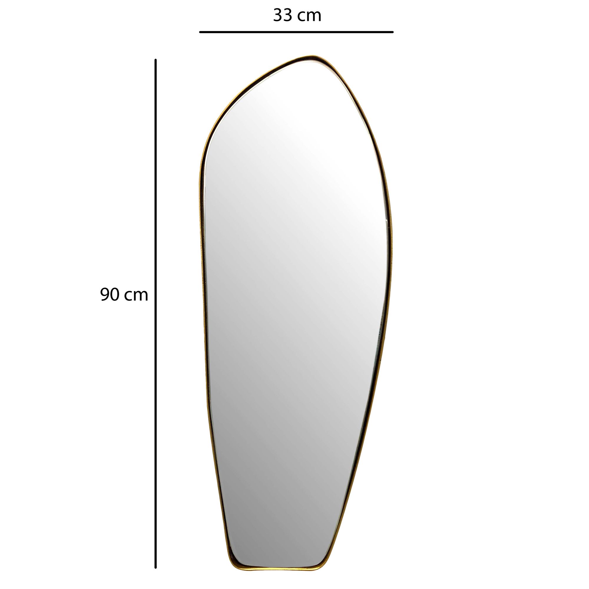 Design Wandspiegel organische Form 90 cm moderner Spiegel asymmetrisch gold – Ansicht 3