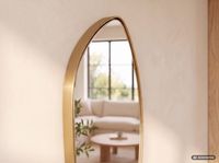 Design Wandspiegel organische Form 90 cm moderner Spiegel asymmetrisch gold – Ansicht 5