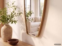 Design Wandspiegel organische Form 90 cm moderner Spiegel asymmetrisch gold – Ansicht 4