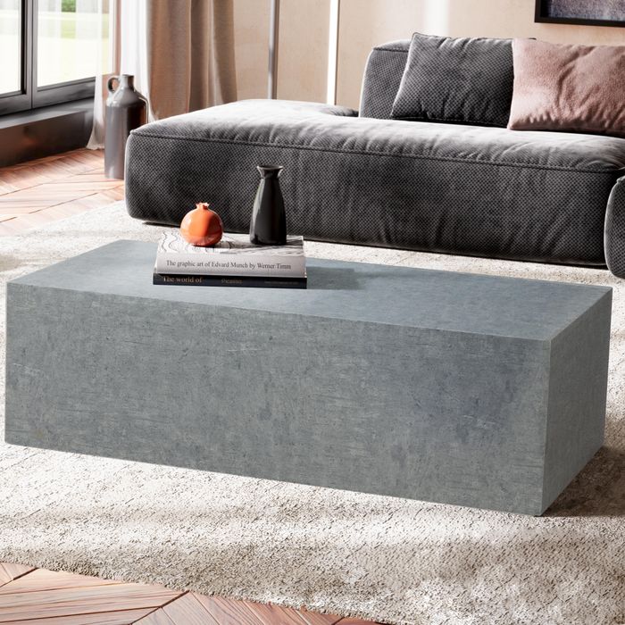Couchtisch FineBuy Wohnzimmertisch MONOBLOC Beton Optik Grau Sofatisch Modern