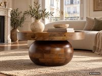 Couchtisch FineBuy Mango Sofatisch Massivholz Braun 50 cm Wohnzimmertisch Rund – Ansicht 7