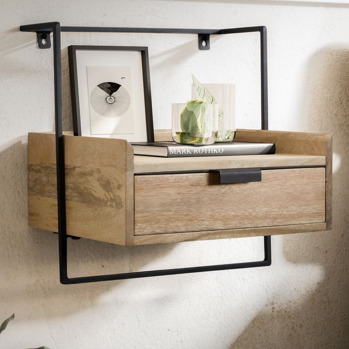 Nachtkonsole Wandmontage Schublade schwebender Nachttisch Wandboard Stauraum