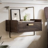 Nachtkonsole Wandmontage Schublade schwebender Nachttisch Wandboard Stauraum – Ansicht 1