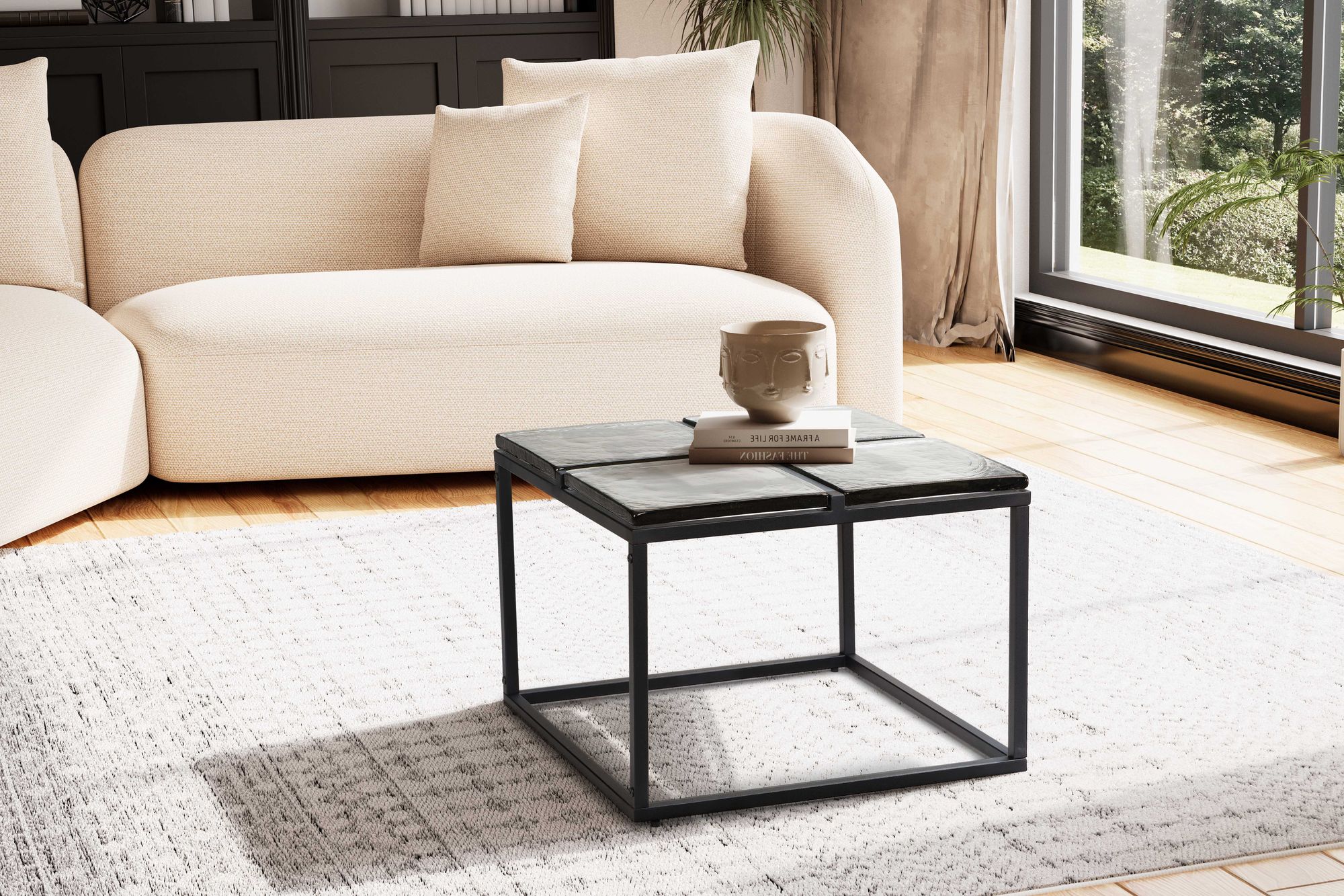 Couchtisch FineBuy Sofatisch Glas 58x58 cm Wohnzimmertisch Tisch Quadratisch – Ansicht 2