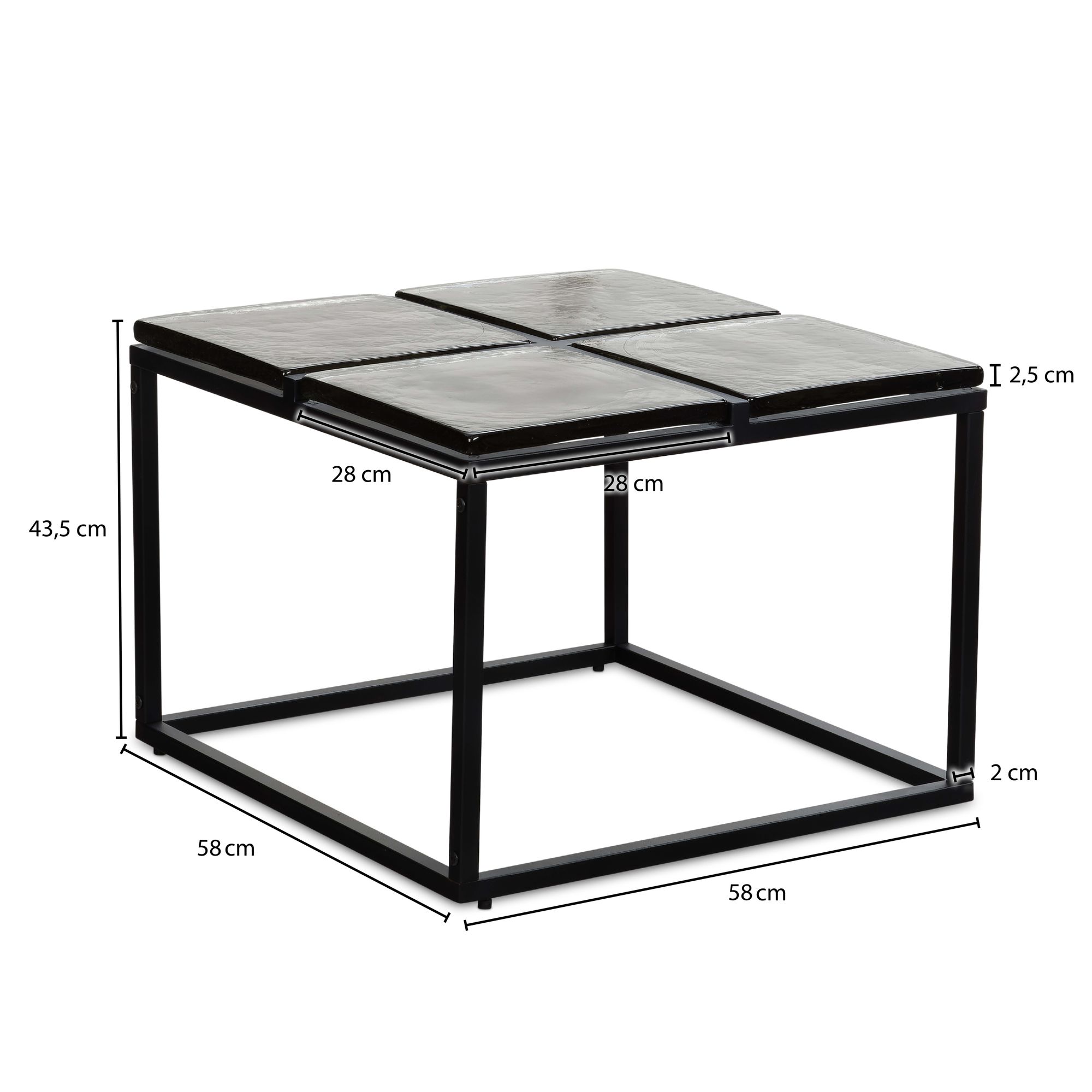Couchtisch FineBuy Sofatisch Glas 58x58 cm Wohnzimmertisch Tisch Quadratisch – Ansicht 3
