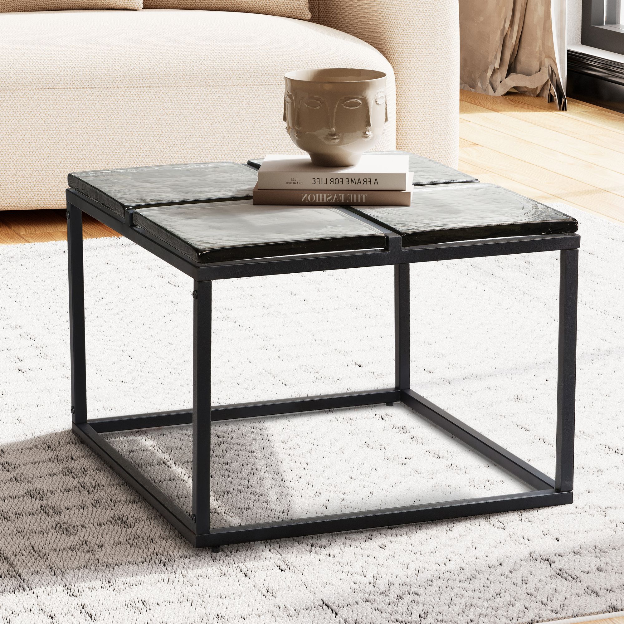 Couchtisch FineBuy Sofatisch Glas 58x58 cm Wohnzimmertisch Tisch Quadratisch – Ansicht 1
