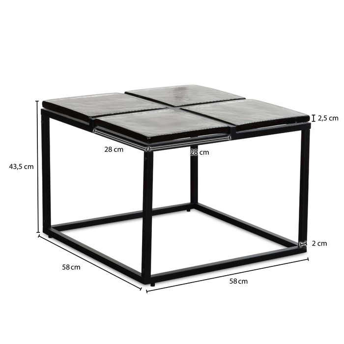 Couchtisch FineBuy Sofatisch Glas 58x58 cm Wohnzimmertisch Tisch Quadratisch – Maßzeichnung