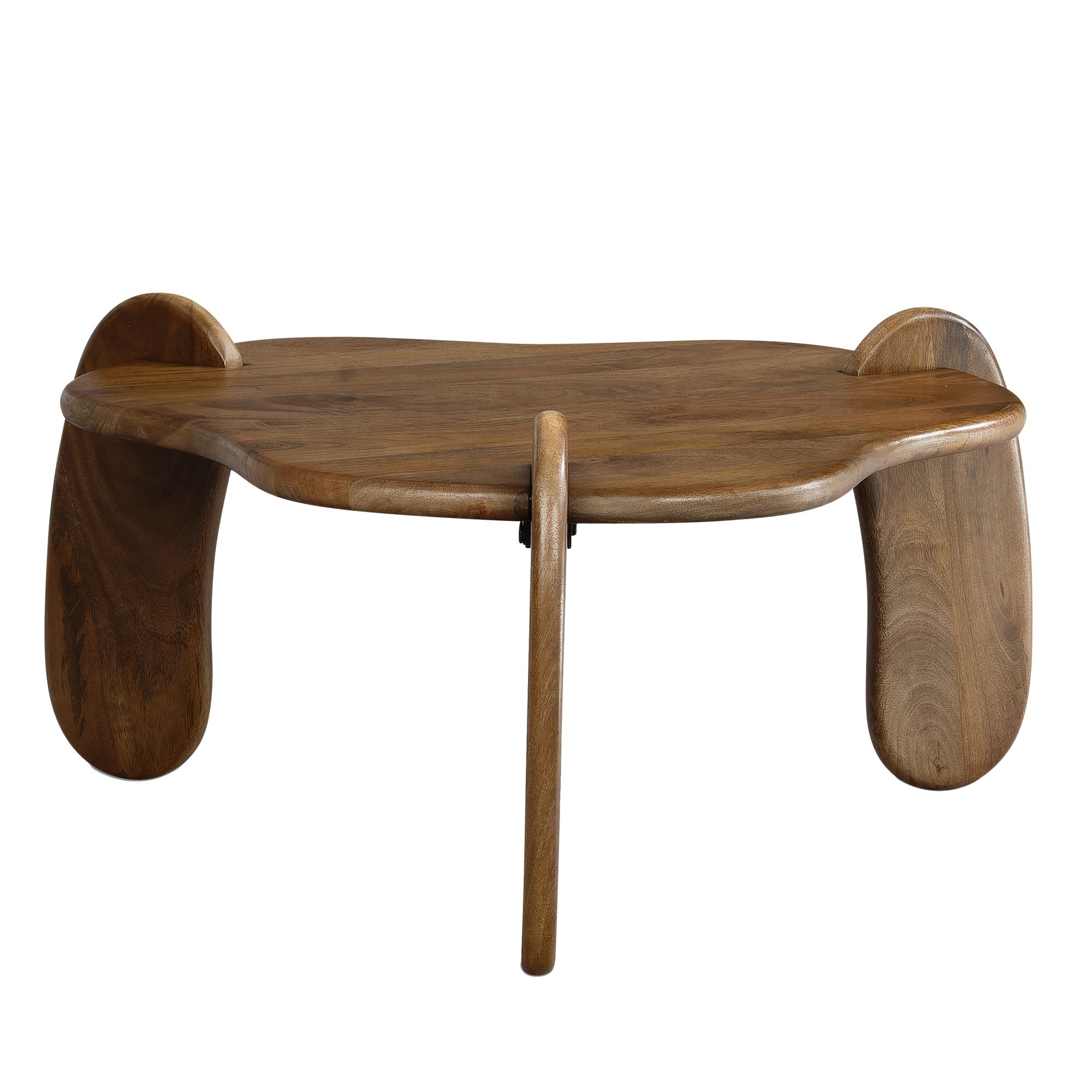Couchtisch Mango Massivholz Ø78cm Design Wohnzimmertisch in organischer Form – Ansicht 6