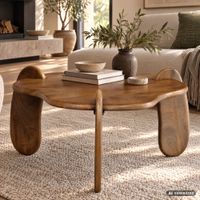 Couchtisch Mango Massivholz Ø78cm Design Wohnzimmertisch in organischer Form – Ansicht 1