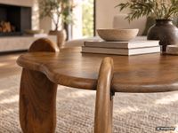 Couchtisch Mango Massivholz Ø78cm Design Wohnzimmertisch in organischer Form – Ansicht 4