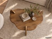 Couchtisch Mango Massivholz Ø78cm Design Wohnzimmertisch in organischer Form – Ansicht 7