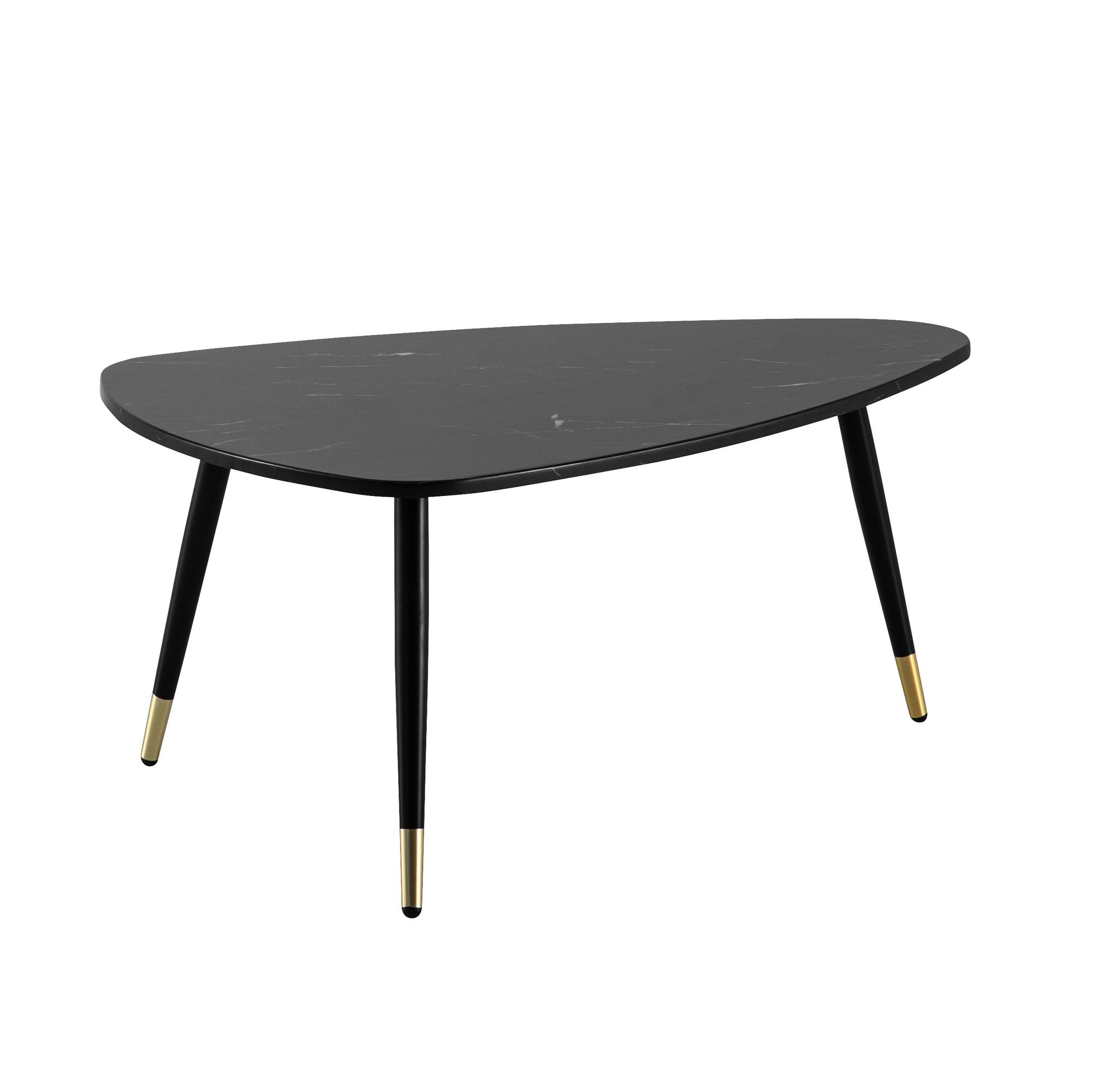 Couchtisch FineBuy Sofatisch Marmor Optik 90 cm Wohnzimmertisch Tisch Dreibein – Ansicht 6