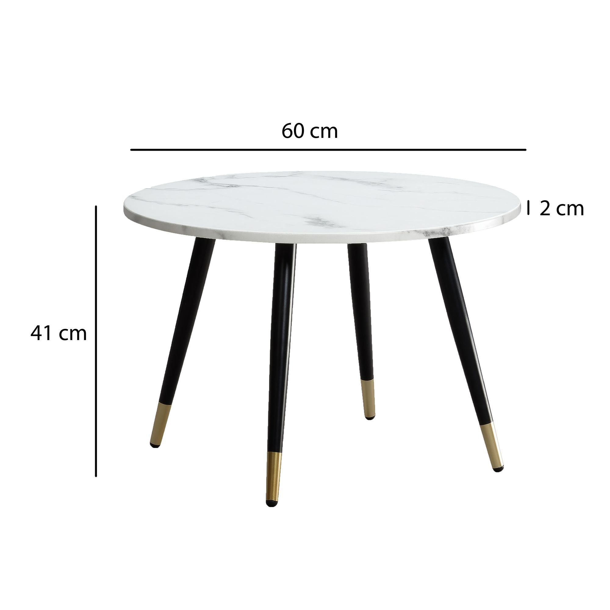 Couchtisch FineBuy Sofatisch Marmor Optik 60 cm Wohnzimmertisch Rund Tisch – Ansicht 3