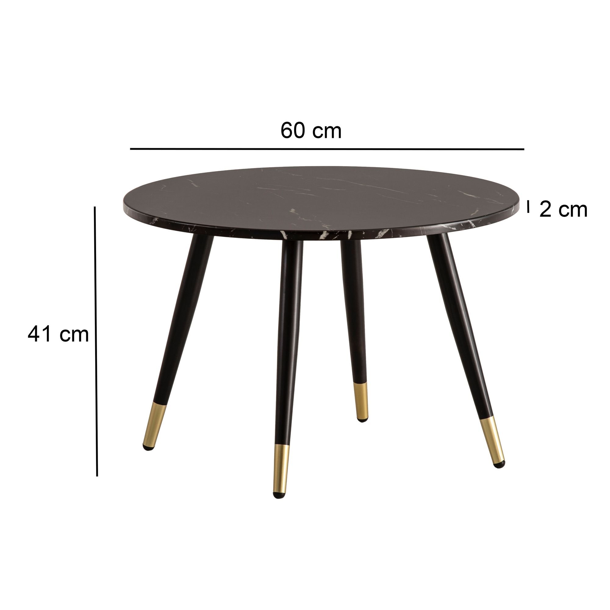 Couchtisch FineBuy Sofatisch Marmor Optik 60 cm Wohnzimmertisch Rund Tisch – Ansicht 3