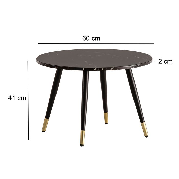 Couchtisch FineBuy Sofatisch Marmor Optik 60 cm Wohnzimmertisch Rund Tisch – Maßzeichnung