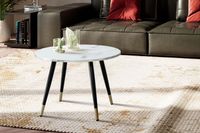 Couchtisch FineBuy Sofatisch Marmor Optik 60 cm Wohnzimmertisch Rund Tisch – Ansicht 2