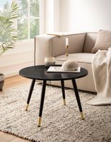 Couchtisch FineBuy Sofatisch Marmor Optik 60 cm Wohnzimmertisch Rund Tisch – Ansicht 2
