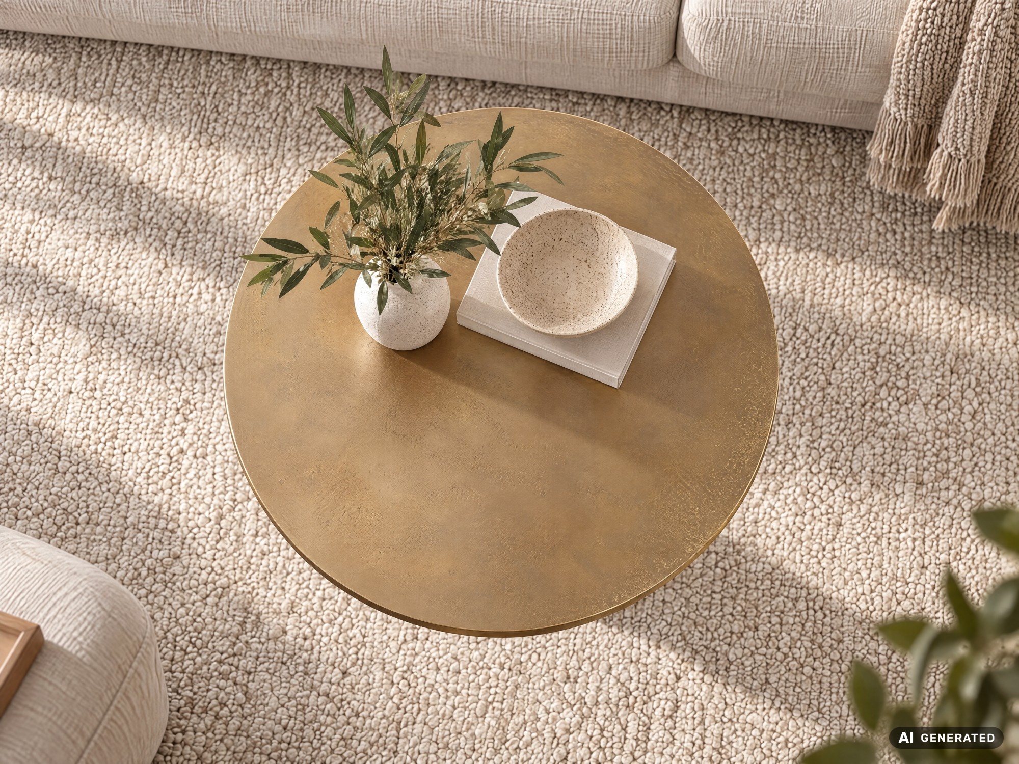 Couchtisch FineBuy Sofatisch Metall Gold Ø 60 cm Tisch Wohnzimmertisch Rund – Ansicht 5