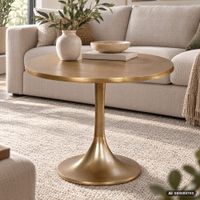 Couchtisch FineBuy Sofatisch Metall Gold Ø 60 cm Tisch Wohnzimmertisch Rund – Ansicht 1
