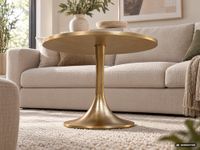 Couchtisch FineBuy Sofatisch Metall Gold Ø 60 cm Tisch Wohnzimmertisch Rund – Ansicht 7