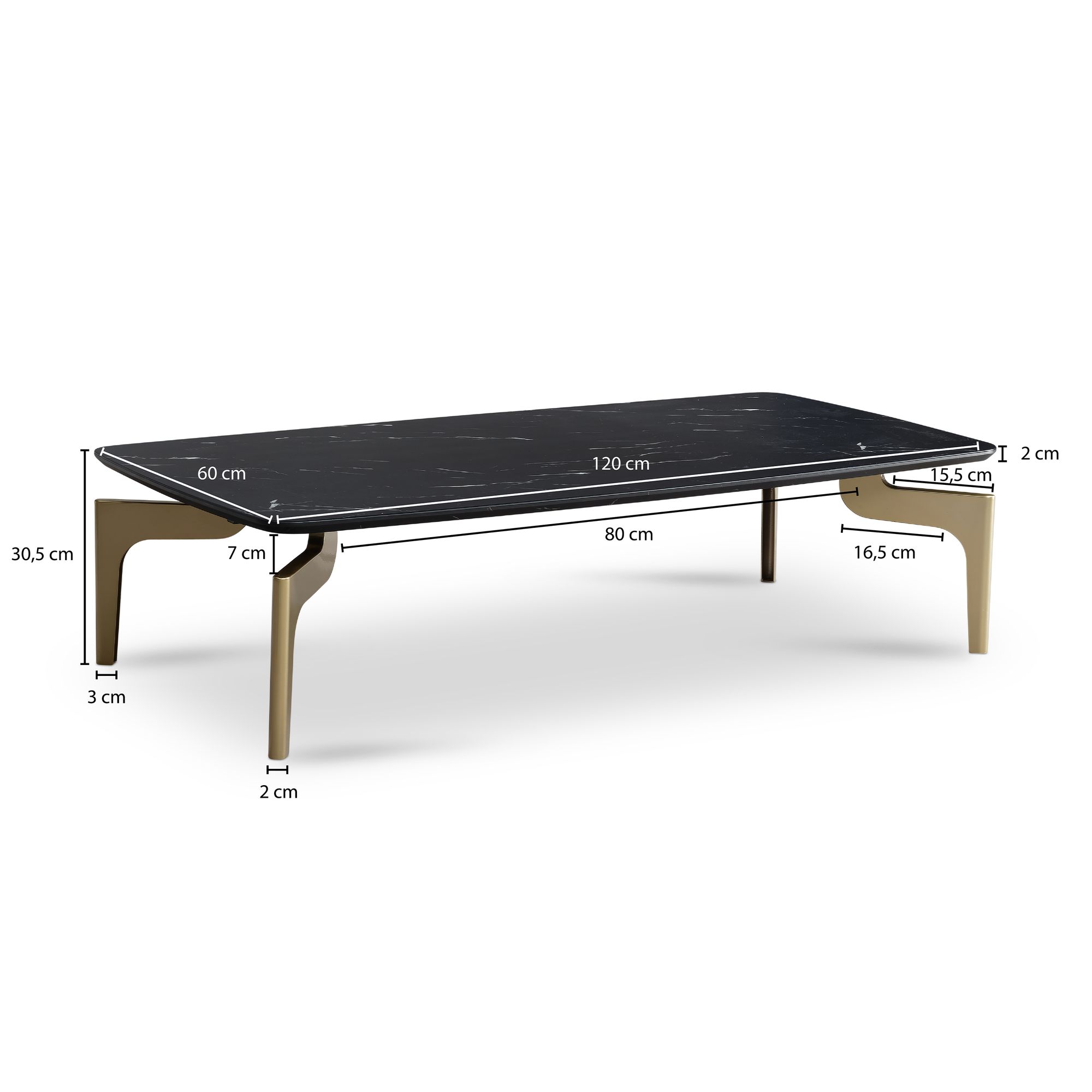 Couchtisch FineBuy Wohnzimmertisch Marmor Optik Schwarz Sofatisch 120 cm Tisch – Ansicht 3