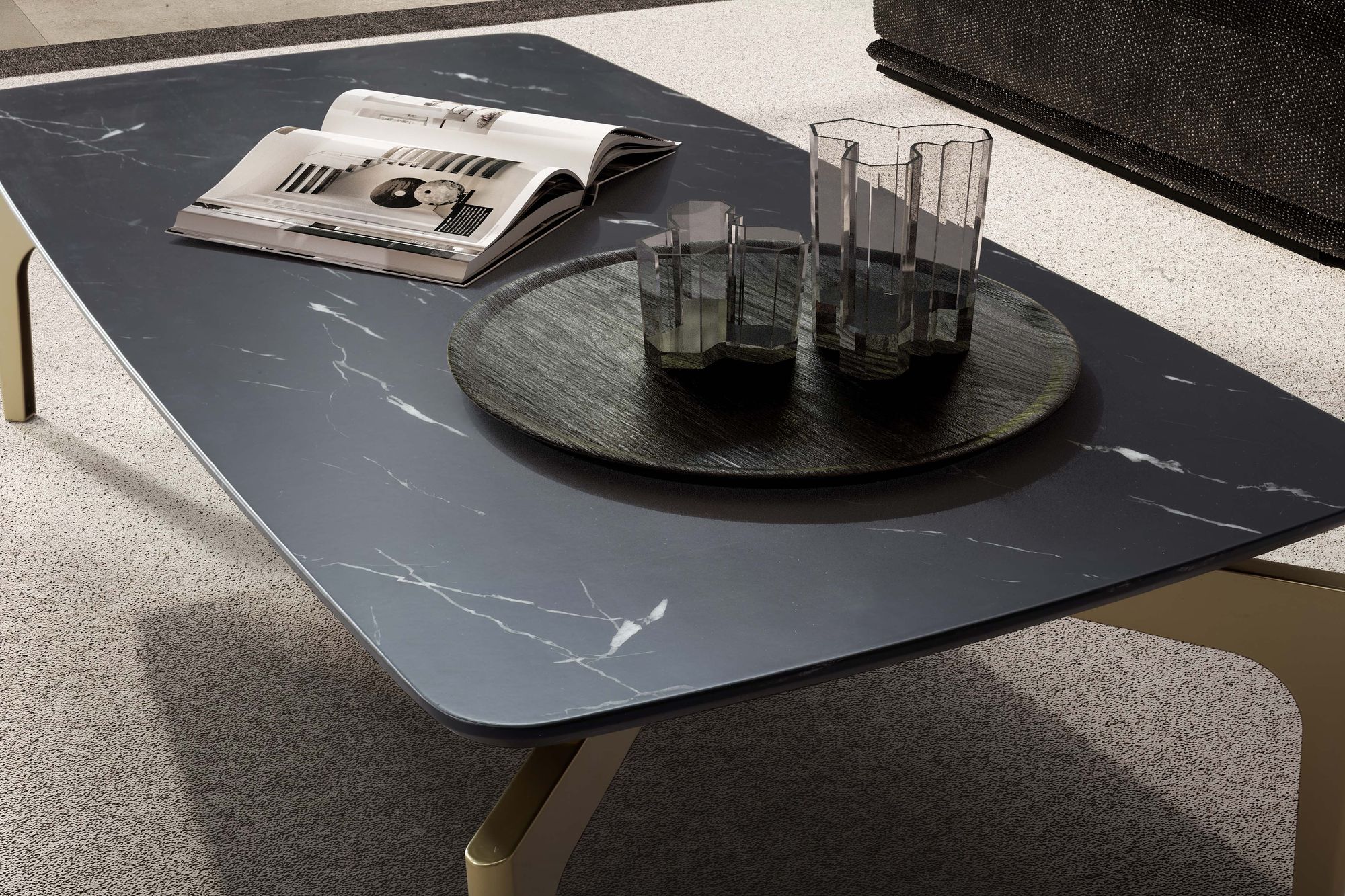 Couchtisch FineBuy Wohnzimmertisch Marmor Optik Schwarz Sofatisch 120 cm Tisch – Ansicht 4