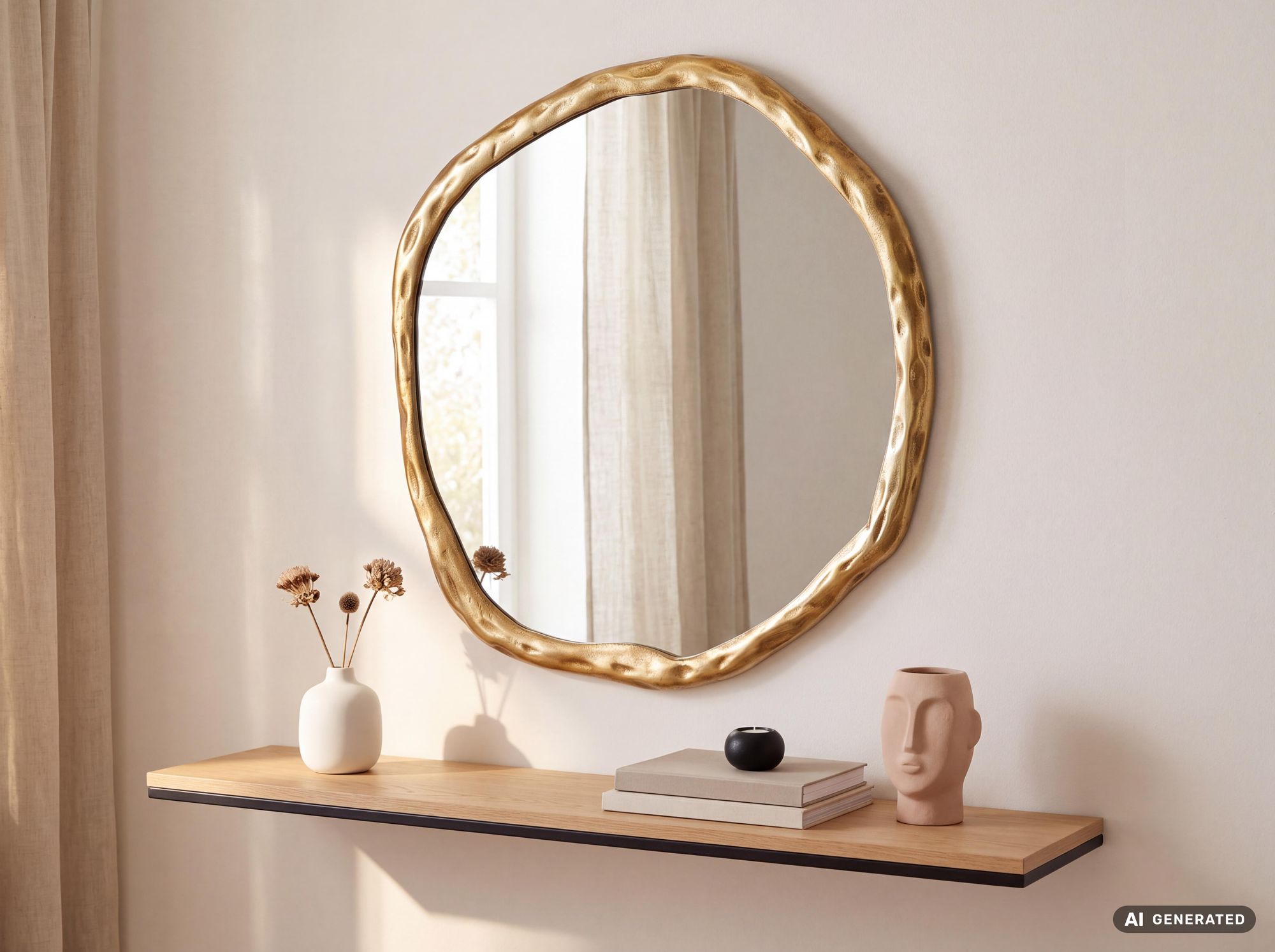 Wandspiegel FineBuy Flurspiegel Asymmetrisch 60 cm Spiegel Flur Hängespiegel – Ansicht 2