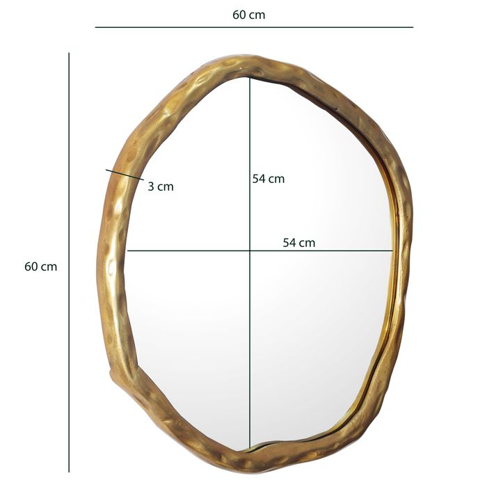 Wandspiegel FineBuy Flurspiegel Asymmetrisch 60 cm Spiegel Flur Hängespiegel – Maßzeichnung