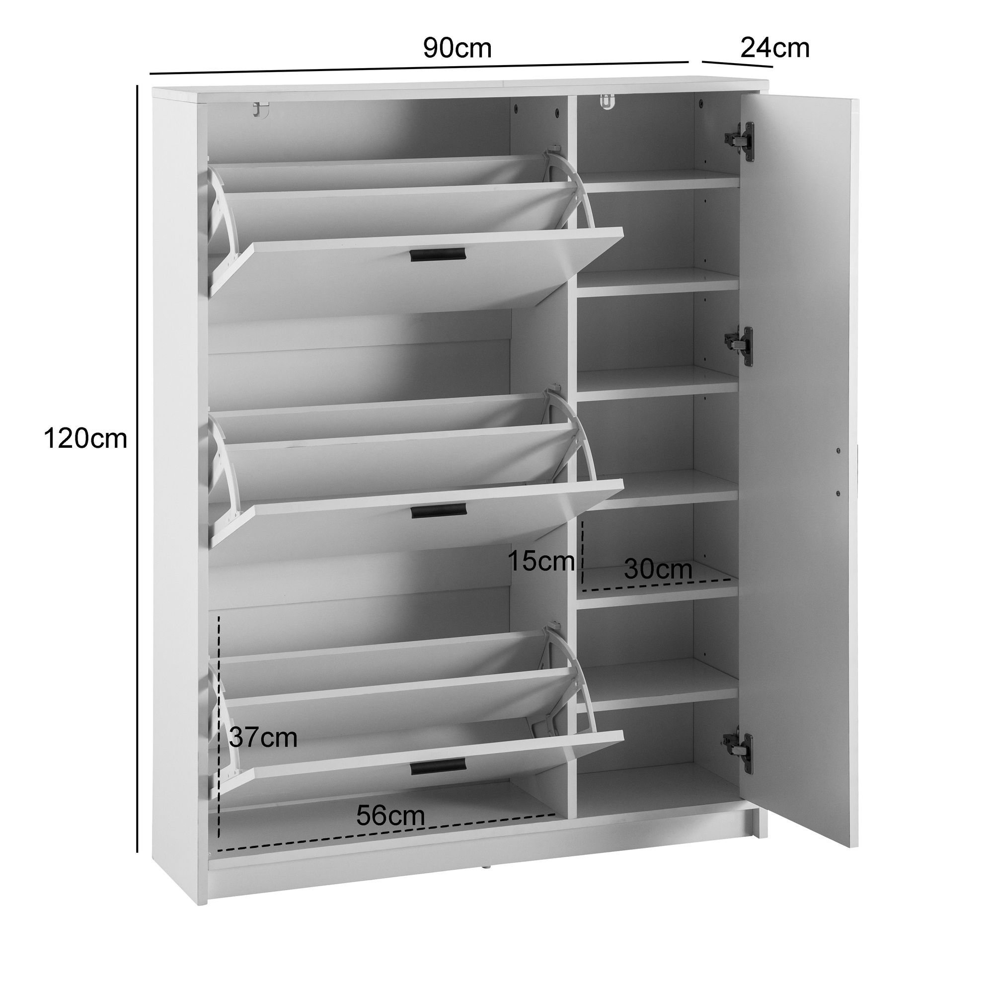 Schuhschrank FineBuy Schuhkipper Garderobe Weiß Schuhkommode Flurschrank Modern – Ansicht 3