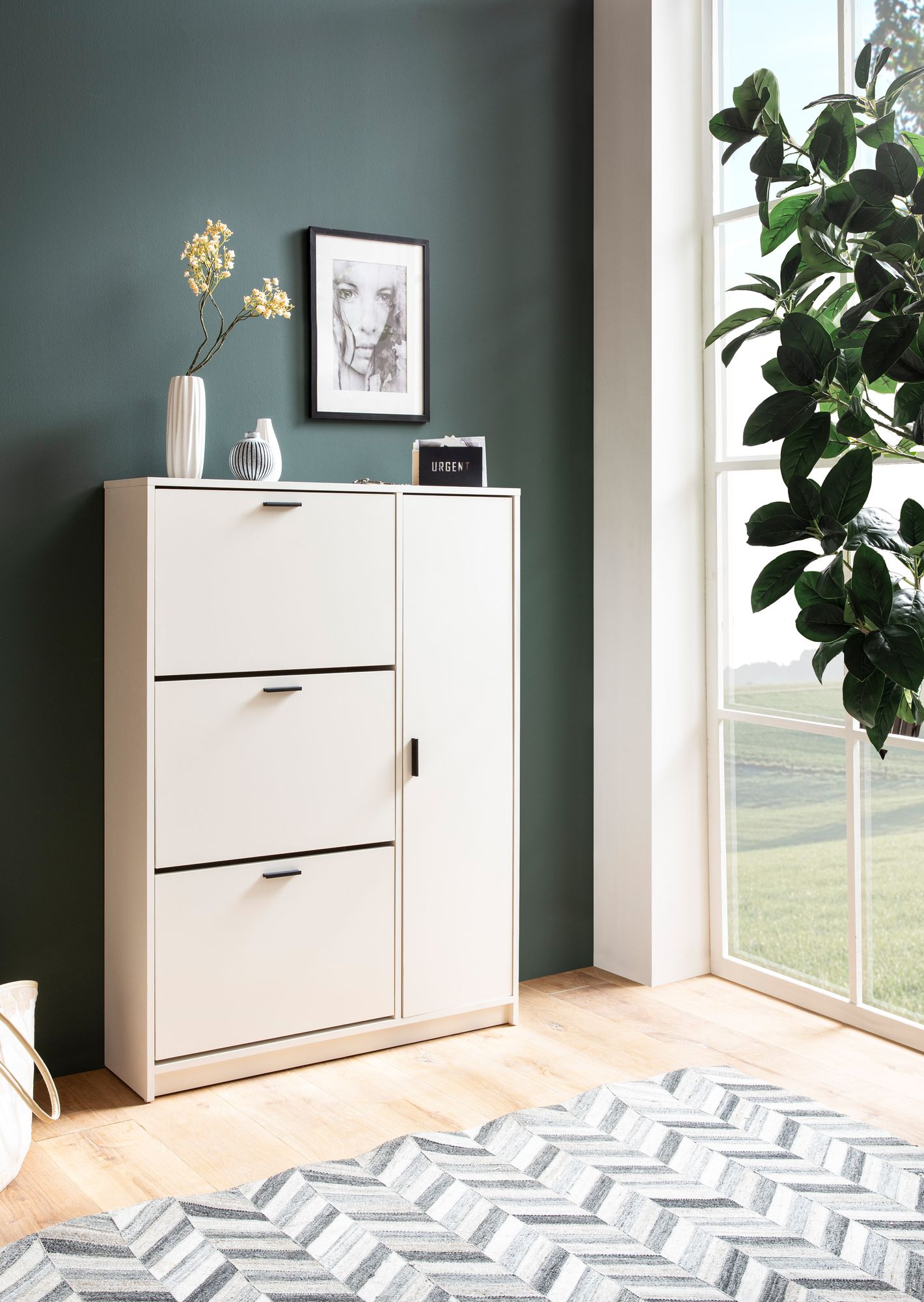 Schuhschrank FineBuy Schuhkipper Garderobe Weiß Schuhkommode Flurschrank Modern – Ansicht 4