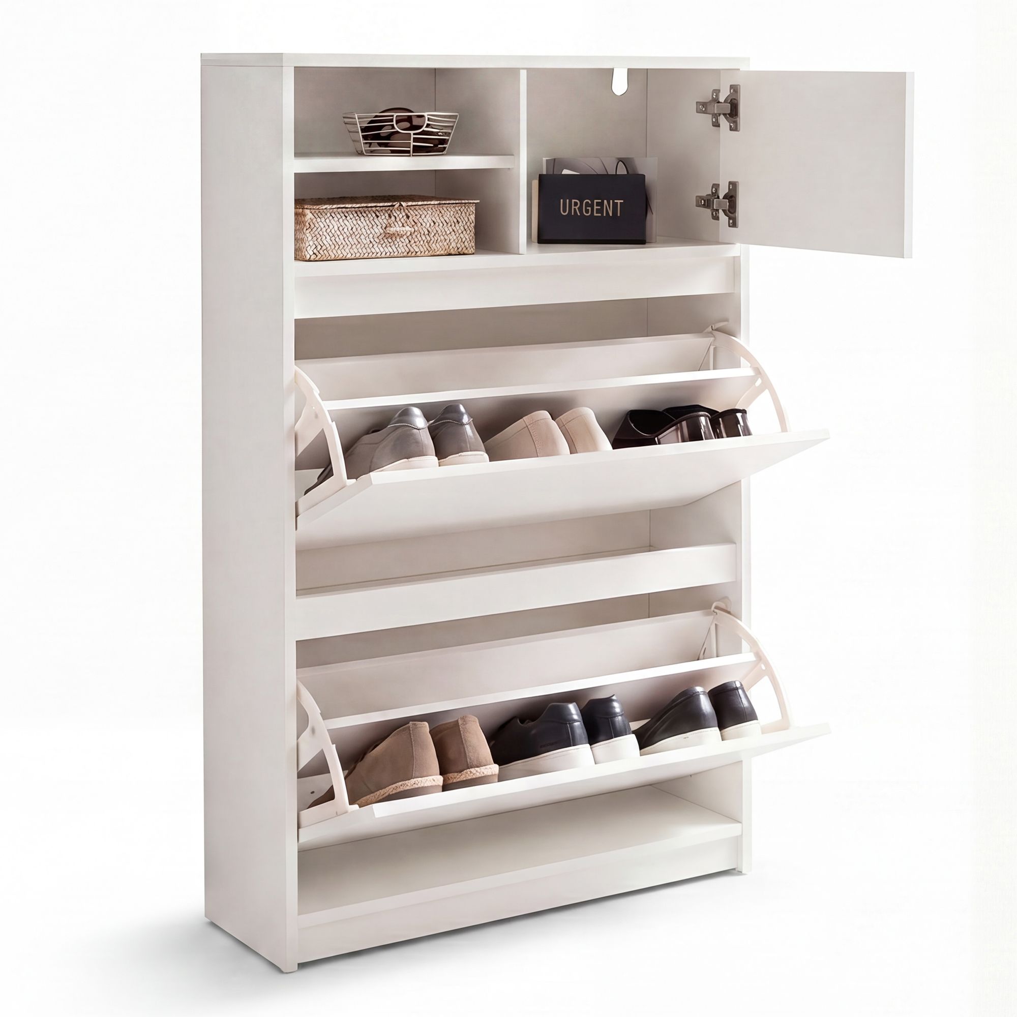 FineBuy Schuhschrank Weiß 71x110x24 cm Schuhkipper Geschlossen, Schuhkommode Modern, Flurschrank mit Ablage, Schuhaufbewahrung Flurkommode für Schuhe Hoch | Farbe: Weiß FineBuy Schuhschrank Weiß 71x110x24 cm Schuhkipper Geschlossen, Schuhkommode Modern, Flurschrank mit Ablage, Schuhaufbewahrung Flurkommode für Schuhe Hoch | Farbe: Weiß