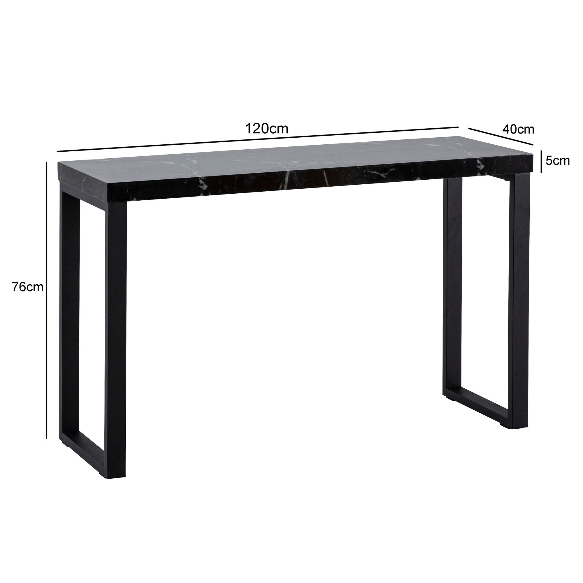 Konsolentisch FineBuy Anrichte 120cm Marmor Optik Flurtisch Schwarz Schreibtisch – Ansicht 3