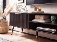 Lowboard FineBuy TV Schrank 150 cm Schwarz Türen Fernsehkommode Eiche Modern – Ansicht 4