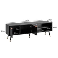 Lowboard FineBuy TV Schrank 150 cm Schwarz Türen Fernsehkommode Eiche Modern – Ansicht 3