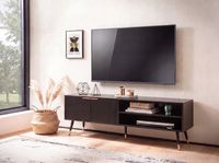 Lowboard FineBuy TV Schrank 150 cm Schwarz Türen Fernsehkommode Eiche Modern – Ansicht 7