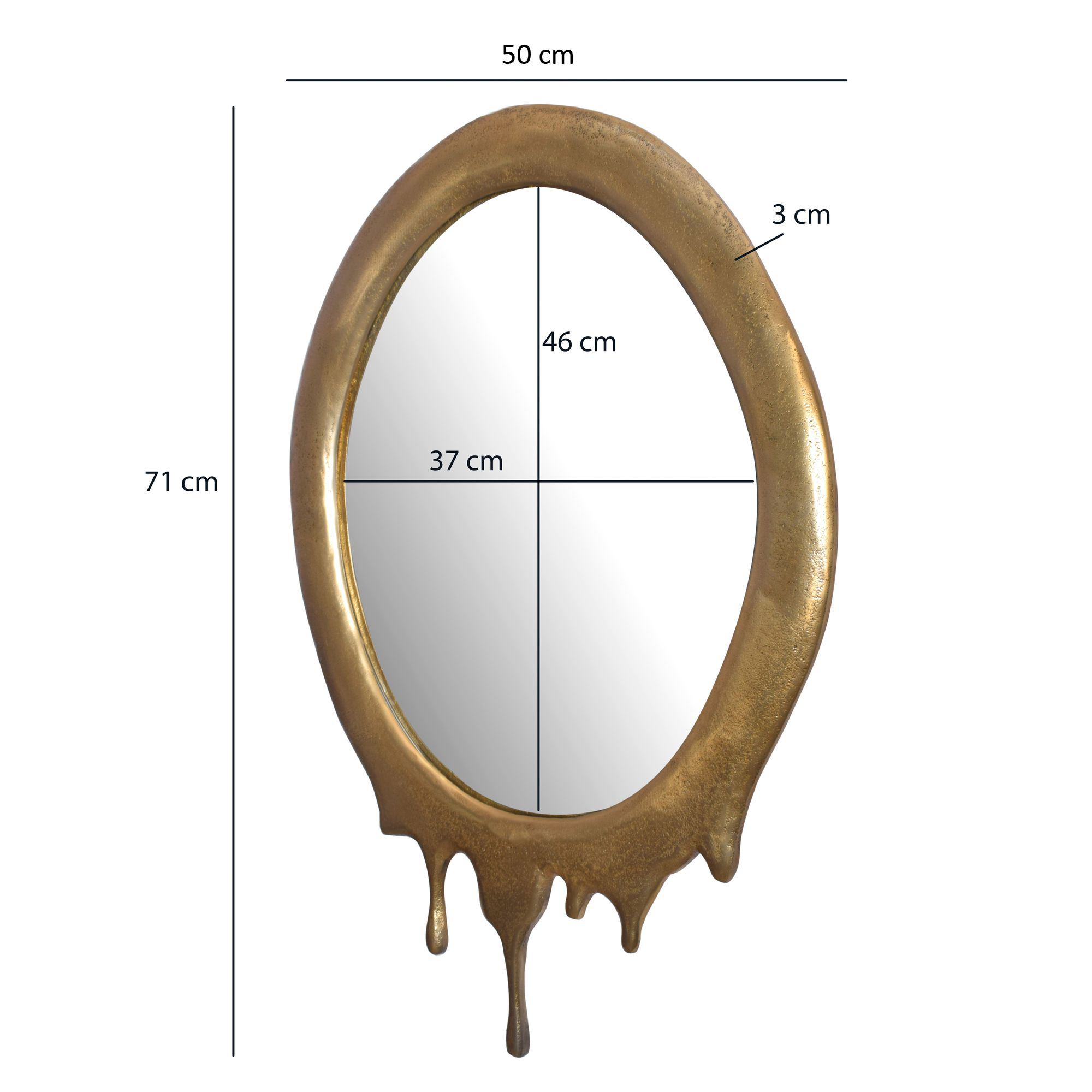 Wandspiegel FineBuy Flurspiegel Oval Metall 50x71 cm Spiegel Flur Hängespiegel – Ansicht 3