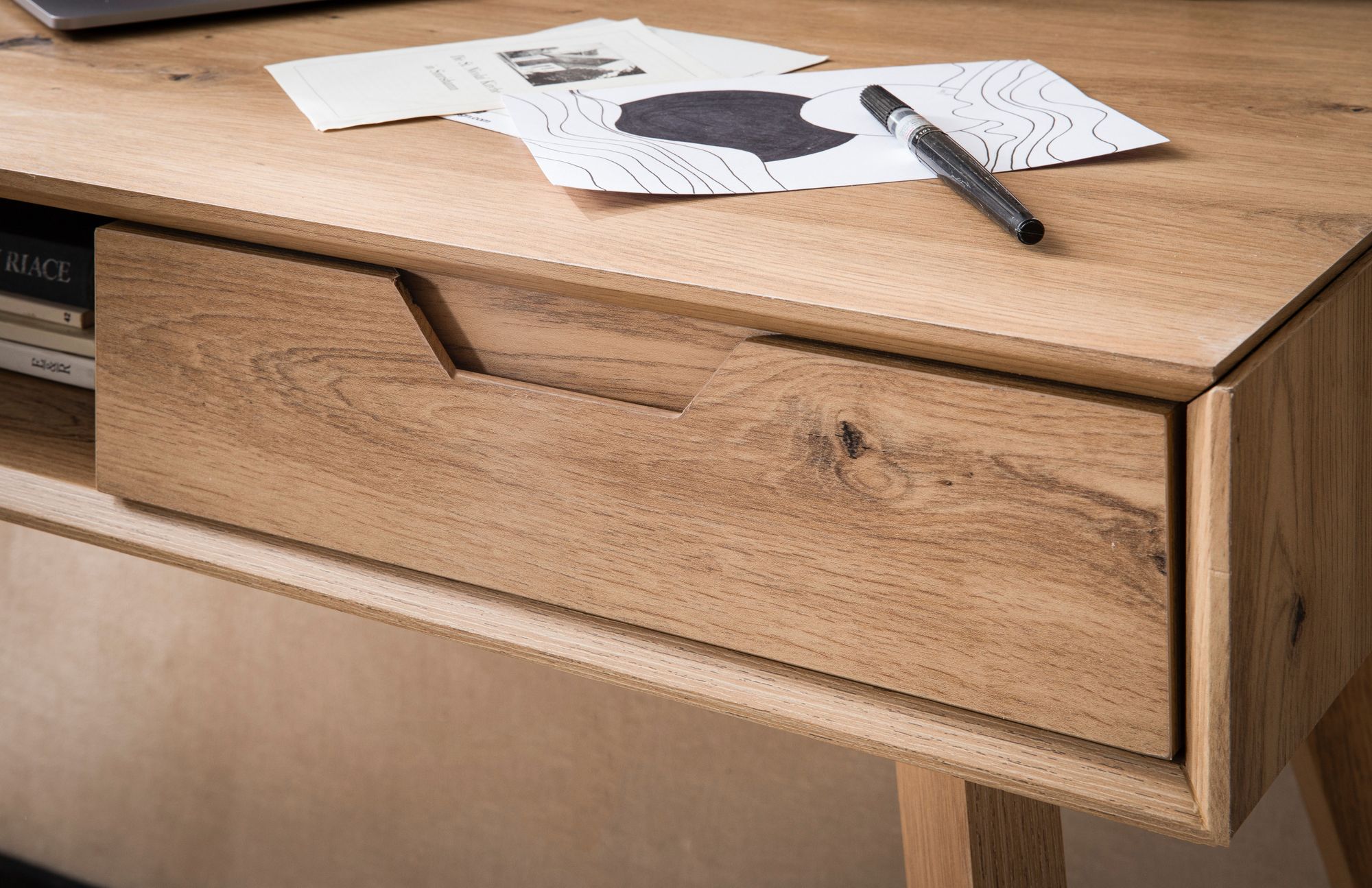 Schreibtisch FineBuy Bürotisch Eiche 120 cm Computertisch Tisch mit Schubladen – Ansicht 5